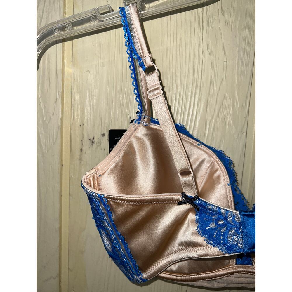 Heidi Klum Bra 34DD 34E Intimates Poolside Affair Blue Lace Satin Underwire NEW - Picture 10 of 13